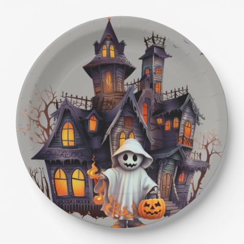 Spooky Haunted House Paper Plates