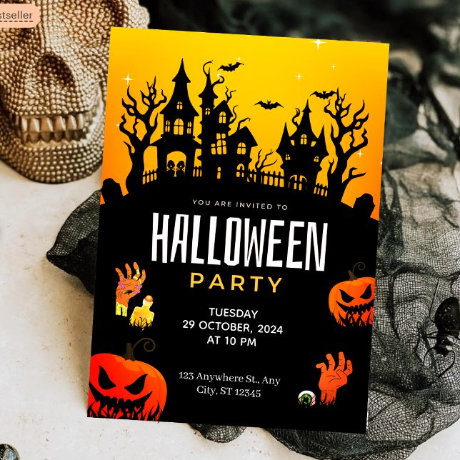 Spooky Haunted House & Pumpkins Halloween Party Invitation (Spooky Haunted House & Pumpkins Halloween Party Invitation
)
