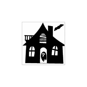 SpOoKy Haunted House Rubber Stamp