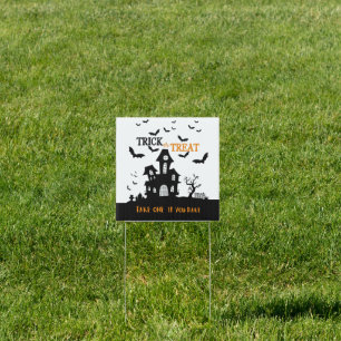 Spooky haunted house take one if you dare candy sign