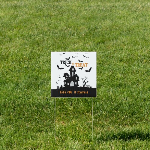 Spooky haunted house take one if you dare candy sign
