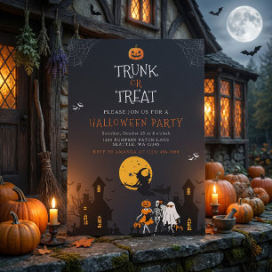 Spooky Haunted House Trunk or Treat Halloween Invitation