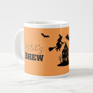 Spooky Haunted House & Witch Silhouette Giant Coffee Mug