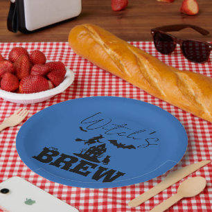 Spooky Haunted House & Witch Silhouette    Paper Plates