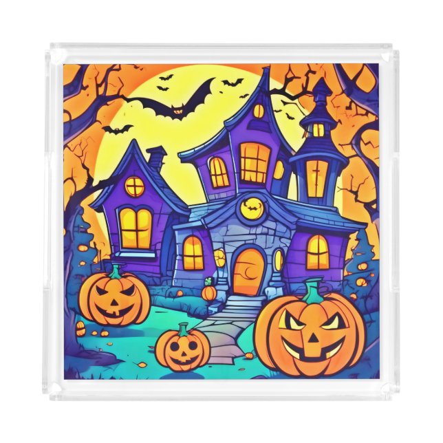 Spooky Haunted Mansion Art Acrylic Tray (Front)