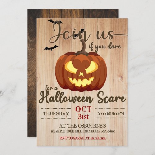 Spooky Haunted Pumpkin Carving Halloween Scary Invitation