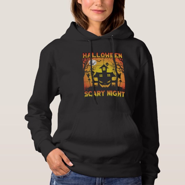 Spooky Haunted Pumpkin Halloween Graphic Hoodie (Front)