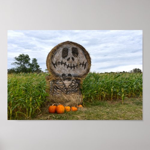 Spooky Hay Bale Poster