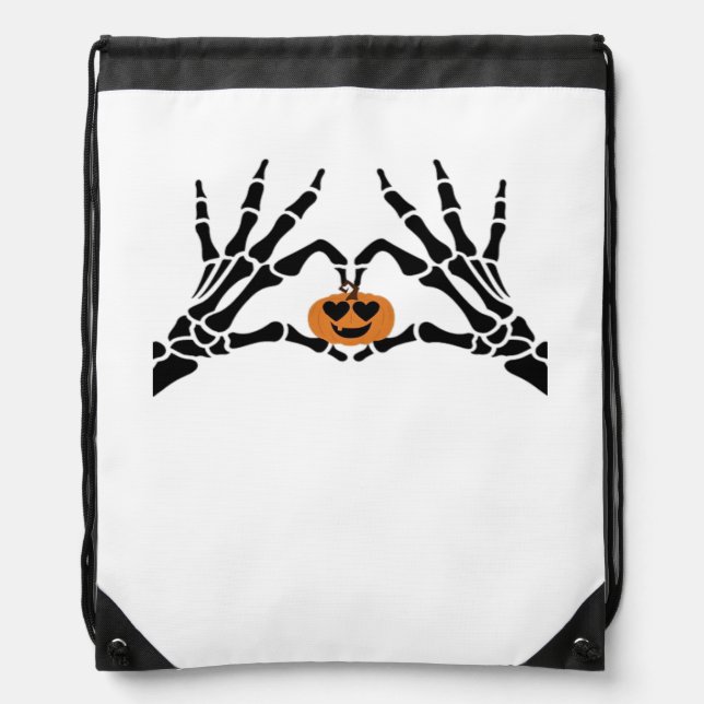Spooky Heart Hands Dark Gothic Tone Drawstring Bag (Front)