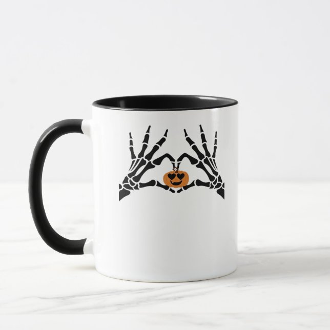 Spooky Heart Hands Dark Gothic Tone Mug (Left)