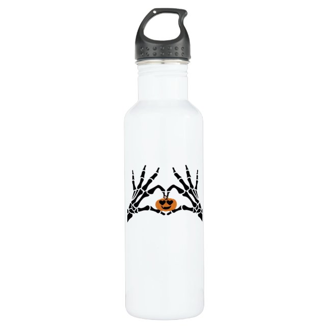 Spooky Heart Hands Dark Gothic Tone Stainless Steel Water Bottle (Front)