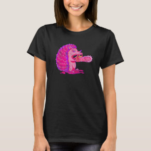 Spooky Hedgehog Vaporwave Creepy Animal Chainsaw H T-Shirt