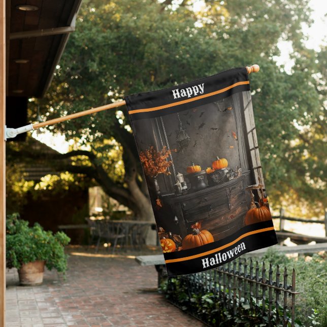 Spooky Home Halloween Collection House Flag (In SItu)