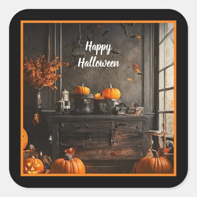 Spooky Home Halloween Collection Square Sticker (Front)