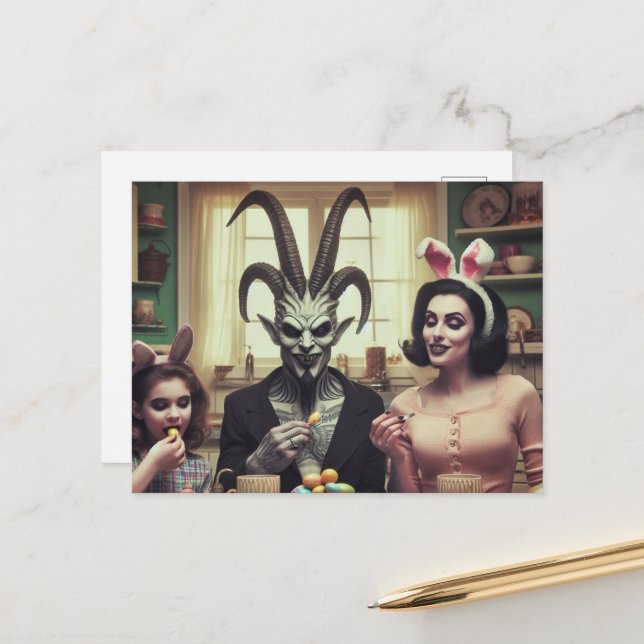Spooky Horror at the Easter Table Postcard (Front/Back In Situ)