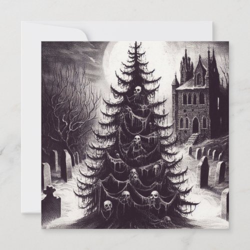 Spooky Horror Christmas Tree Goth Xmas Holiday Card
