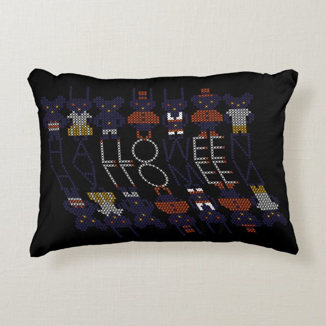 Spooky Horror Stick Cross Halloween Monsters Accent Pillow (Front)