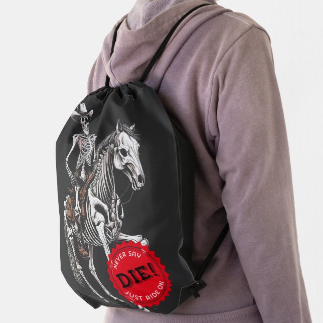 Spooky Horse-riding Skeleton Cowboy Drawstring Bag (Insitu)