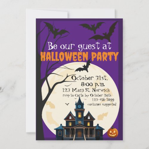 Spooky hounted house halloween party invitation
