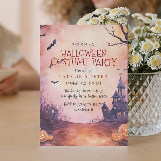 Spooky House and Bats Halloween Costume Party  Invitation (Creator Uploaded)