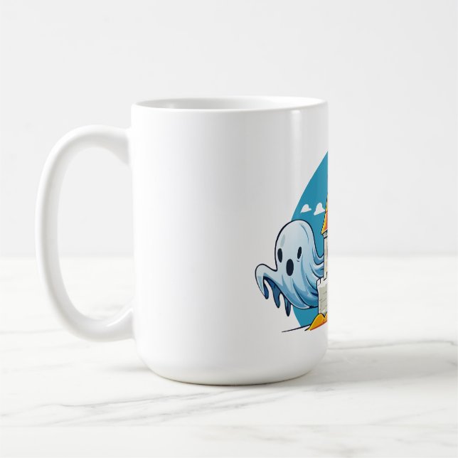 spooky house and ghost coffee mug (Left)