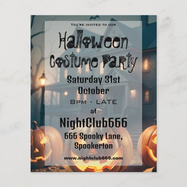 Spooky House and Scary Pumpkins Halloween Party Flyer (Front)