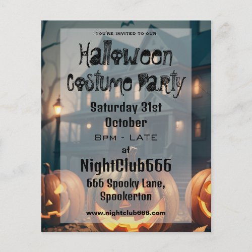 Spooky House and Scary Pumpkins Halloween Party Flyer