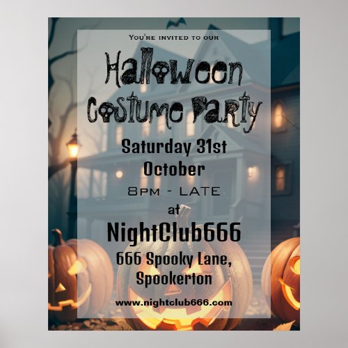 Spooky House and Scary Pumpkins Halloween Party Poster