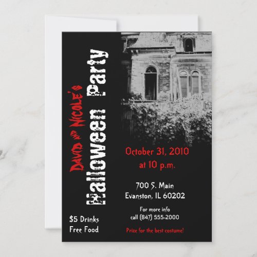 spooky house halloween party invitation