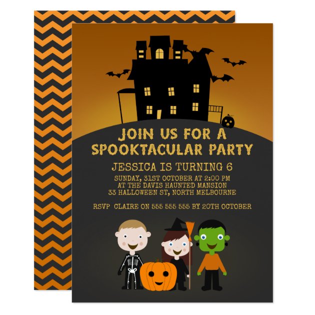 Spooky House Kids Halloween Birthday Invitation