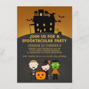 Spooky House Kids Halloween Birthday Invitation
