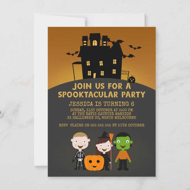 Spooky House Kids Halloween Birthday Invitation (Front)
