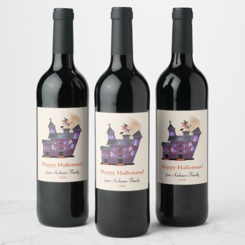 Spooky House Little Witch Home Spooky Home  Wine Label