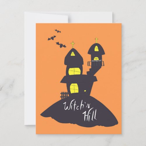 Spooky House on the Hill Halloween Holiday Card