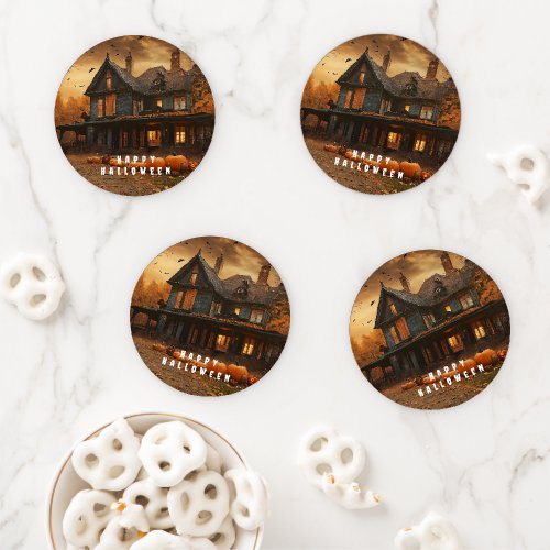 Spooky House Pumpkin Halloween Collection Coaster Set