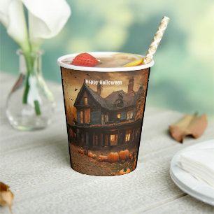 Spooky House Pumpkin Halloween Collection Paper Cups