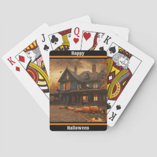Spooky House Pumpkin Halloween Collection Poker Cards