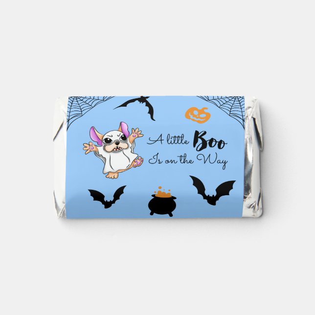 Spooky Hugs: Cute Bulldog Halloween Baby Shower Hershey's Miniatures (Front)