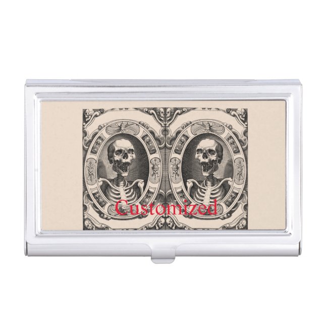 Spooky Human Skull Thunder_Cove Business Card Case (Front)
