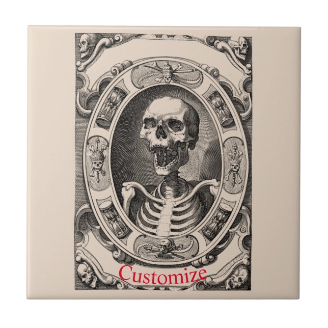 Spooky Human Skull Thunder_Cove  Ceramic Tile (Front)