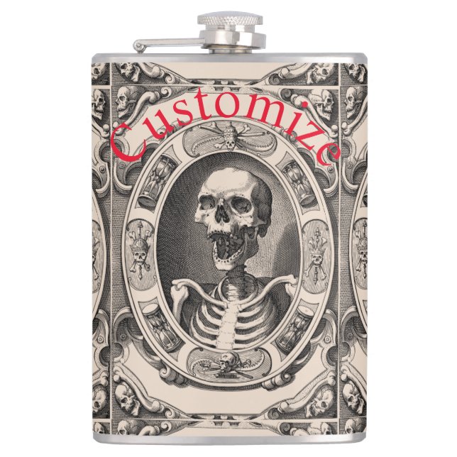 Spooky Human Skull Thunder_Cove Flask (Front)