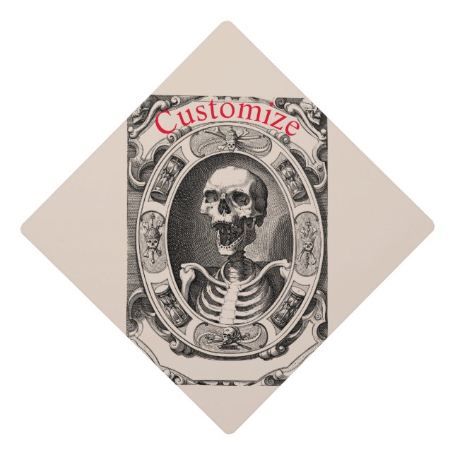 Spooky Human Skull Thunder_Cove Graduation Cap Topper (Front)