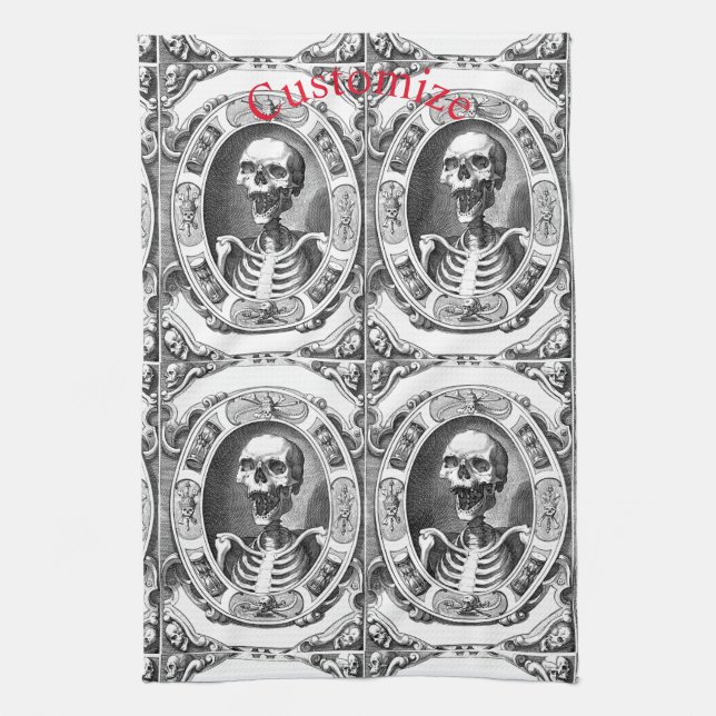 Spooky Human Skull Thunder_Cove Kitchen Towel (Vertical)
