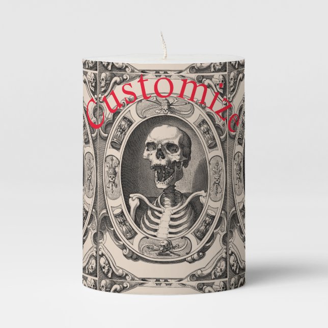 Spooky Human Skull Thunder_Cove Pillar Candle (Front)