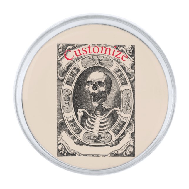 Spooky Human Skull Thunder_Cove Silver Finish Lapel Pin (Front)