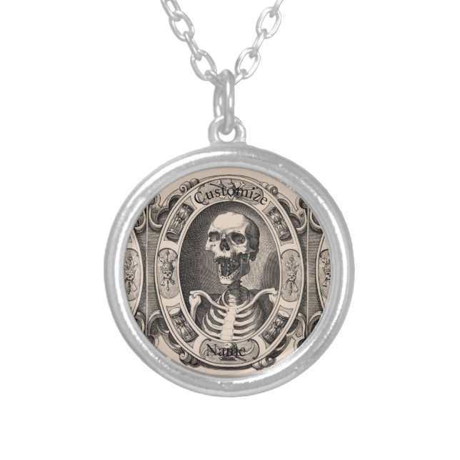 Spooky Human Skull Thunder_Cove Silver Plated Necklace (Front)