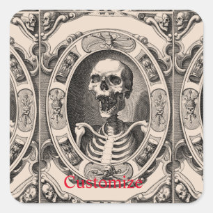 Spooky Human Skull Thunder_Cove  Square Sticker
