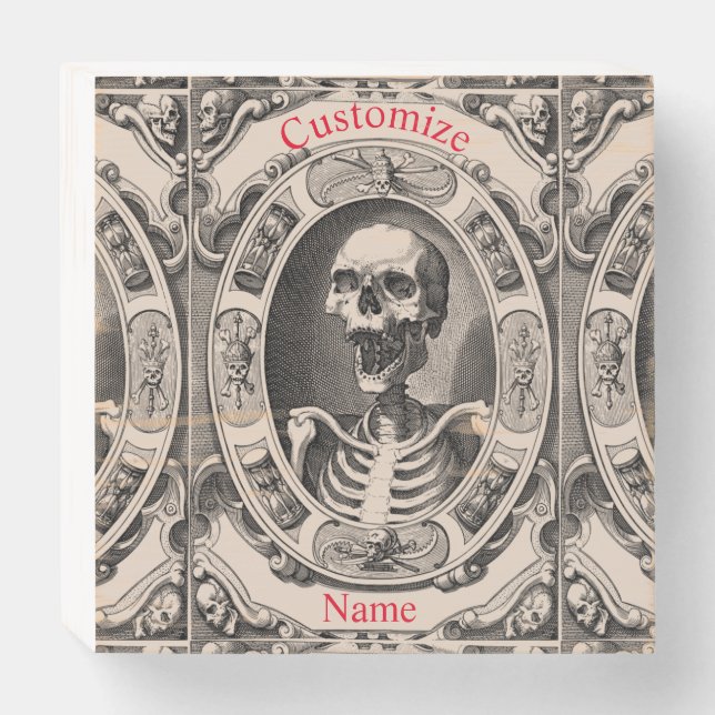 Spooky Human Skull Thunder_Cove  Wooden Box Sign (Front Horizontal)