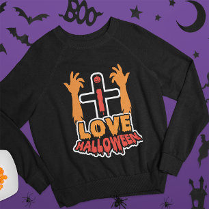Spooky I Love Halloween Zombie Hands Sweatshirt