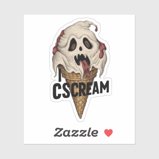 spooky , ice cream,ghost, Halloween, horror , scre Sticker (Sheet)